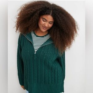 Aerie Cable Car quarter zip sweater